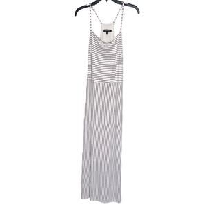 BANANA REPUBLIC White w/Black‎ Pin Stripe Strappy Maxi Dress Women’s Size Large